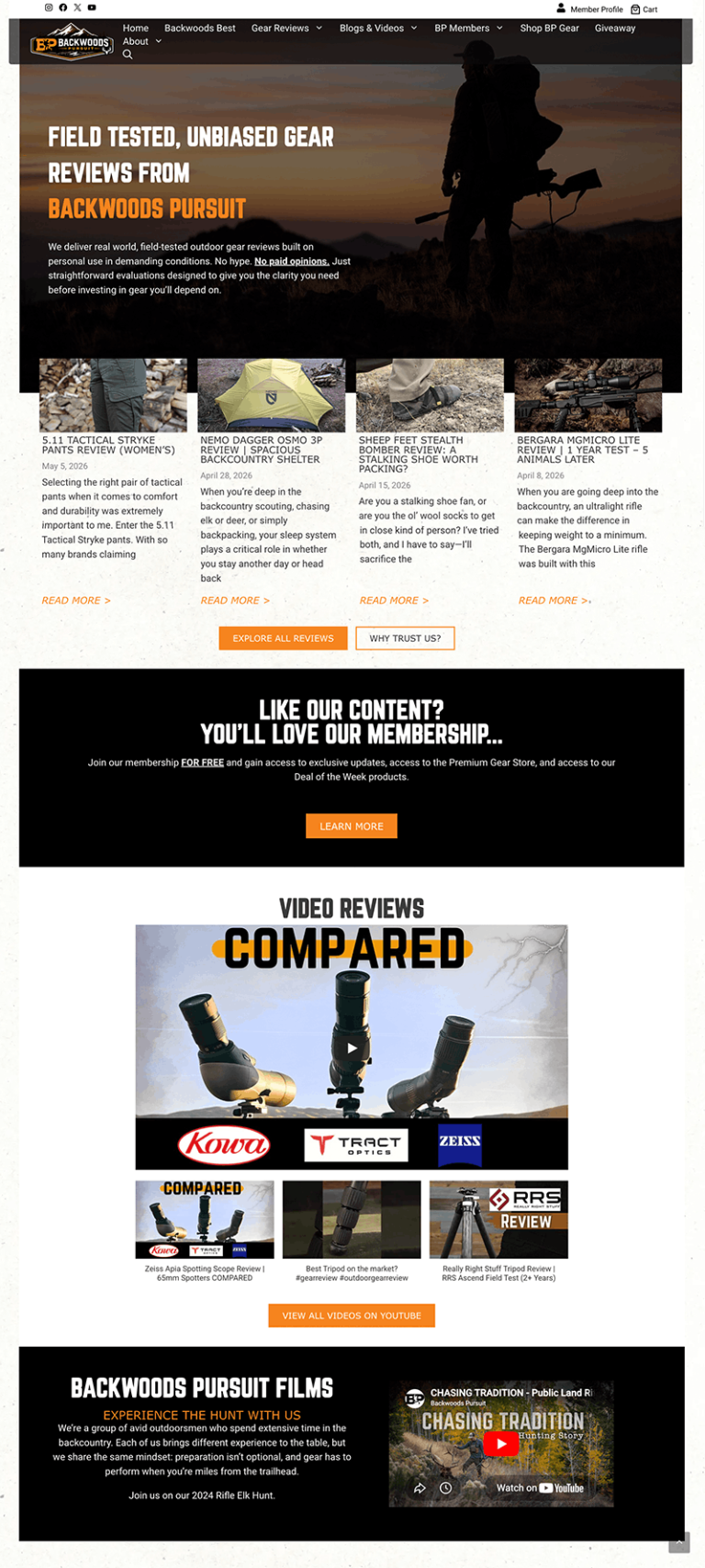 Backwoods Pursuit WordPress Website Design