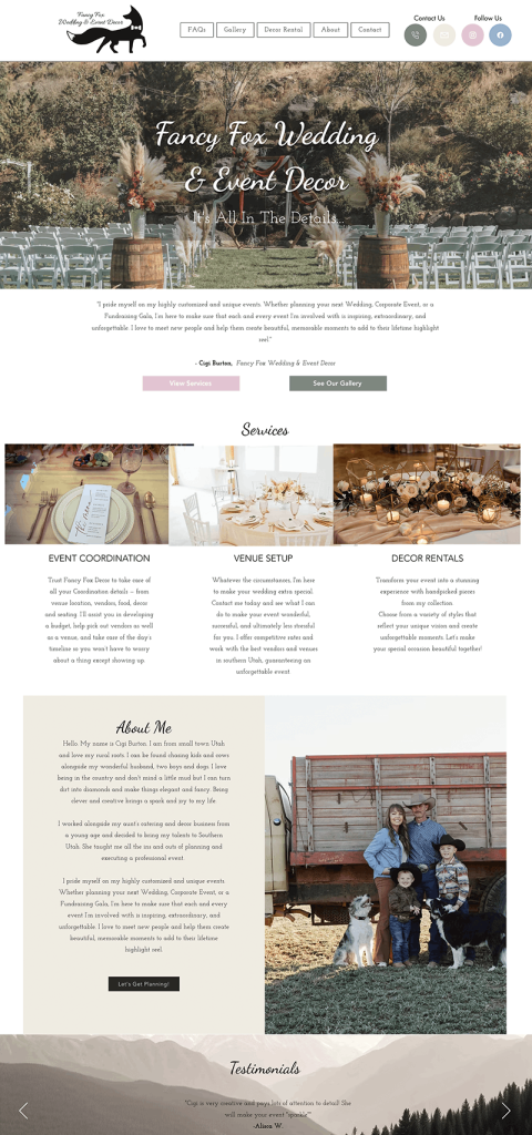 Fancy Fox Wix Website Design