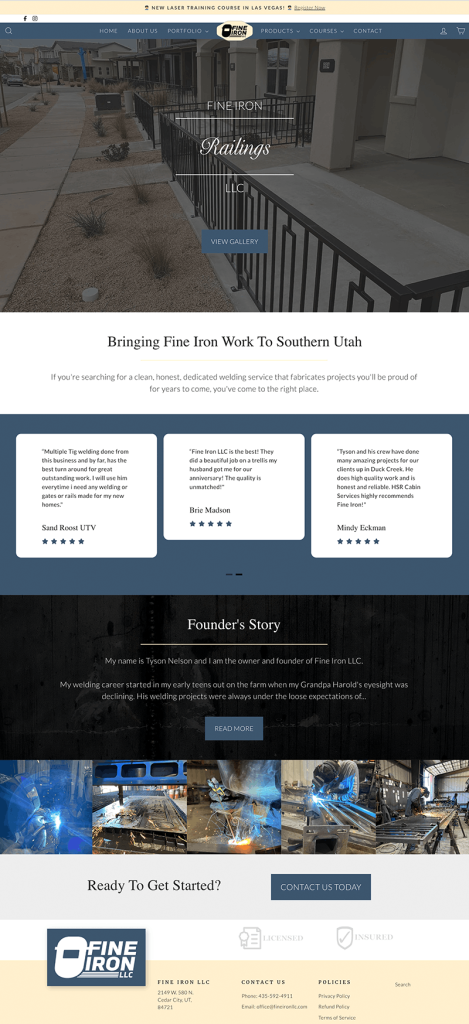Fine Iron Shopify Website Design